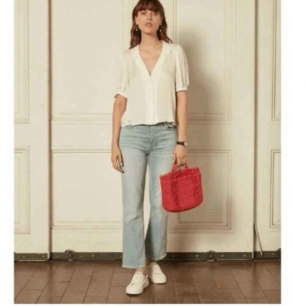 BOYISH The Brady in La Porta High Rise Crop Flare Jeans Stretch Comfy